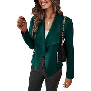 Women's Dark Green PRETTYGARDEN Faux Suede Jackets Fall Clothes Long Sleeve